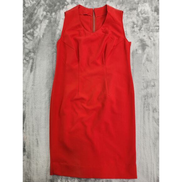 Vintage 50s Sleeveless Sheath Wiggle Dress Womens M Red Metal Zip Mad Men Mod - Picture 1 of 10